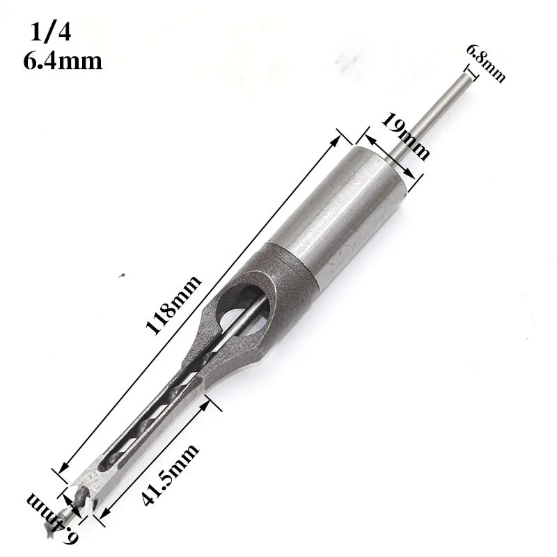 HSS Twist Drill Bits Woodworking Drill Tools Kit Set Square Auger Mortising Chisel Drill Set Square Hole Extended Saw 6.0mm~16mm