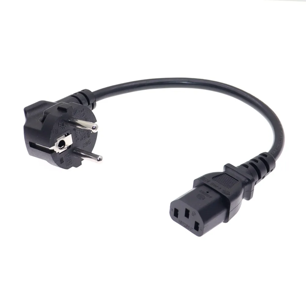 CEE7/7 to IEC C13 Power Cords, 10A/16A, 250V, H05VV-F 0.75mm Cable ,Short Schuko to C13 Power cord,1ft/30cm