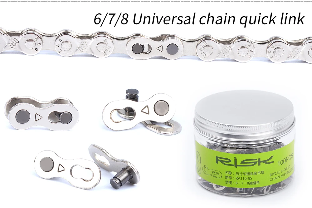 RISK Bike Chain Quick Link MTB Road Bike Chain Missing Quick Connector Connecting Master Link for 6 7 8 9 10 11 12S Speed Chain
