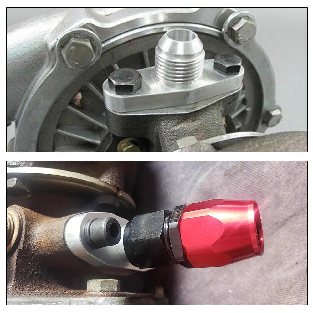 Turbo Timer Oil Drain Flange AN10 Bolt Distance 38mm Fits MHI TD02~TD06 / IHI RHF4 RHB4 RHB5 KKK K03 K04 Bolts Silver
