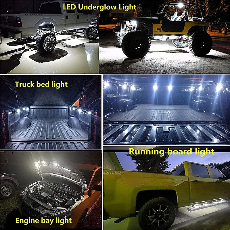 Universal 8/10Pcs Led Light Decoration Car Bed Lights 48 LEDs Light Waterproof Fit For Benz/BMW/Toyota/Tundra/Chevy Truck Pickup