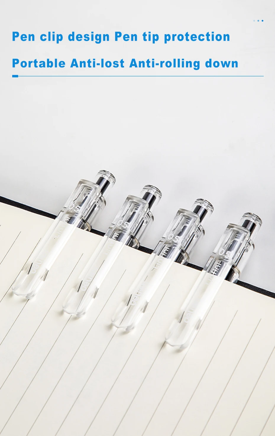 Deli Gel Pen 0.5mm Press Retractable Bullet Ballpoint Pens Simple Style Apply To For School Office Writing Stationery Supplies
