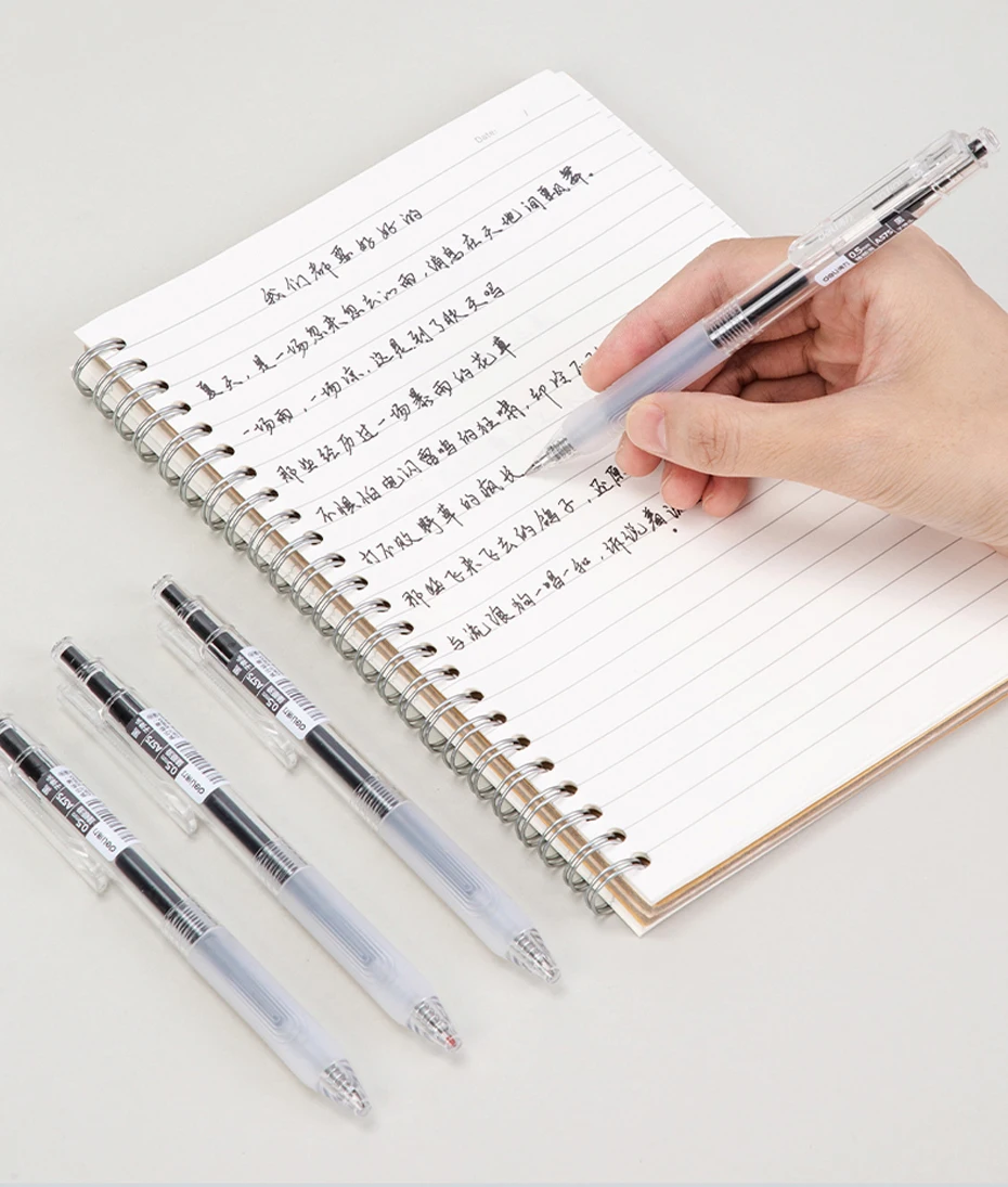 Deli Gel Pen 0.5mm Press Retractable Bullet Ballpoint Pens Simple Style Apply To For School Office Writing Stationery Supplies