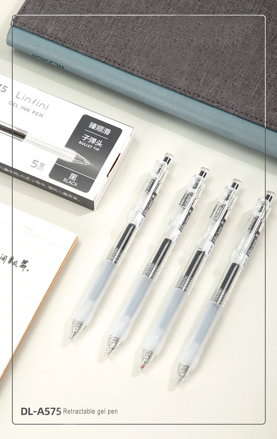 Deli Gel Pen 0.5mm Press Retractable Bullet Ballpoint Pens Simple Style Apply To For School Office Writing Stationery Supplies