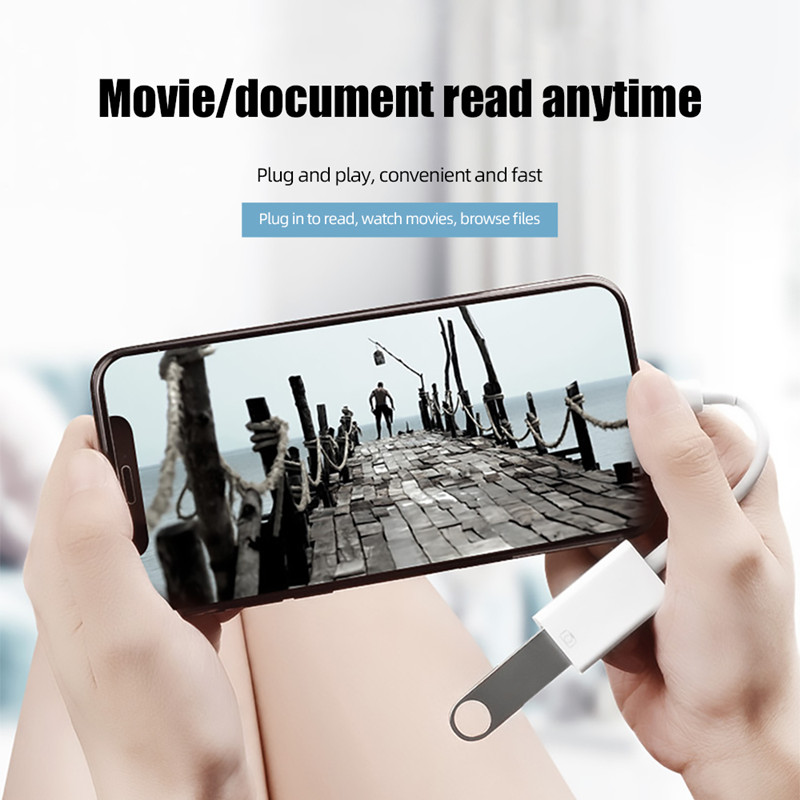 For Lightning to USB OTG Adapter for ipad iPhone14 13 12 11 Pro mini xr 8 7 to Read transfer data Connect external USB device