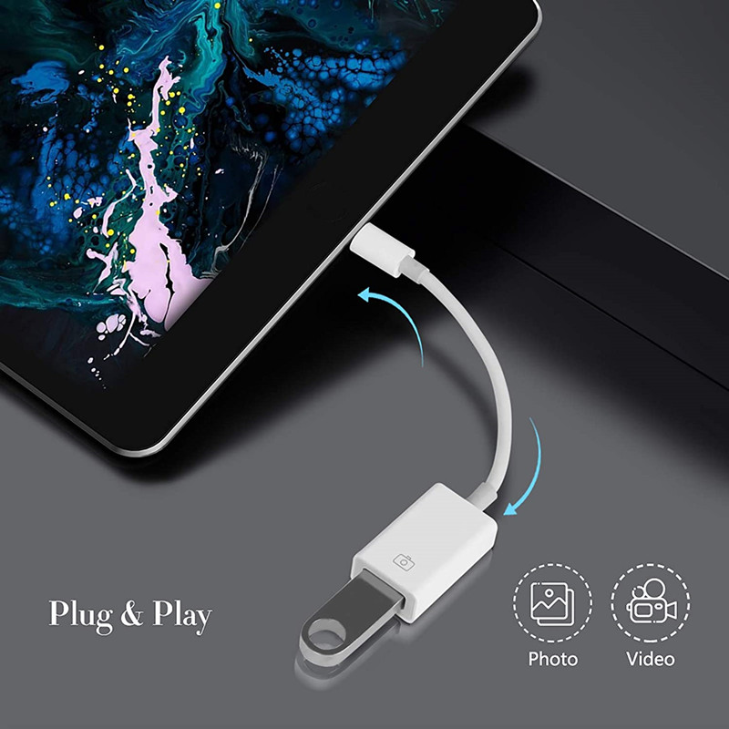 For Lightning to USB OTG Adapter for ipad iPhone14 13 12 11 Pro mini xr 8 7 to Read transfer data Connect external USB device
