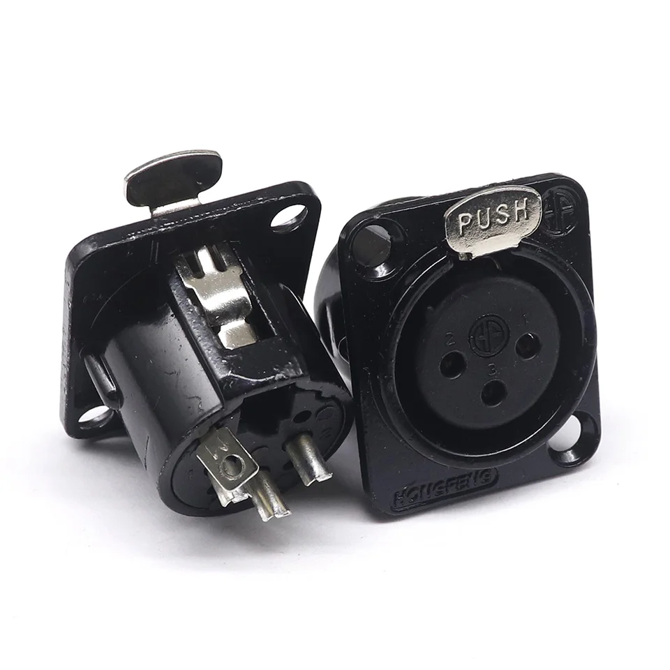 HF XLR 3pin Male Female Panel Audio Microphone Jack Plug Connector Black silver YS145BG YS146BG Copper Contact XLR Metal Socket