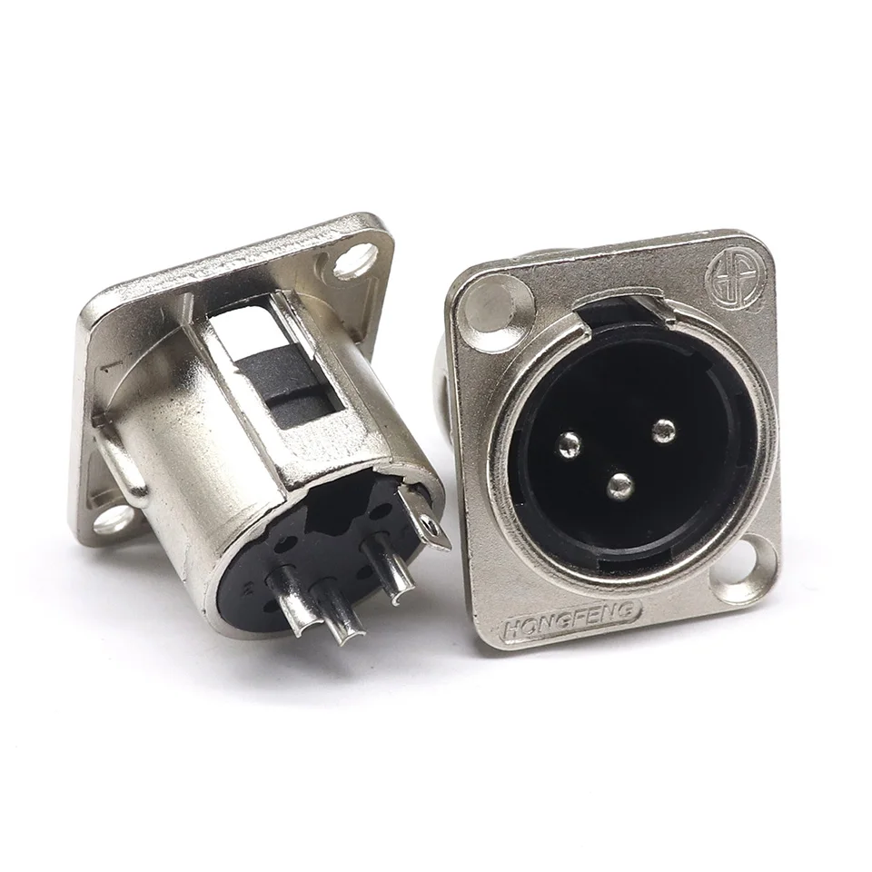 HF XLR 3pin Male Female Panel Audio Microphone Jack Plug Connector Black silver YS145BG YS146BG Copper Contact XLR Metal Socket