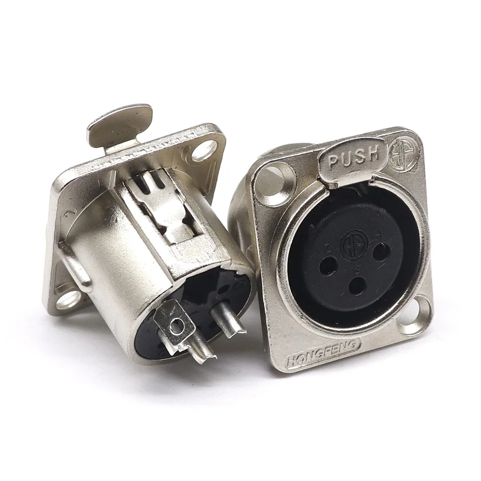 HF XLR 3pin Male Female Panel Audio Microphone Jack Plug Connector Black silver YS145BG YS146BG Copper Contact XLR Metal Socket