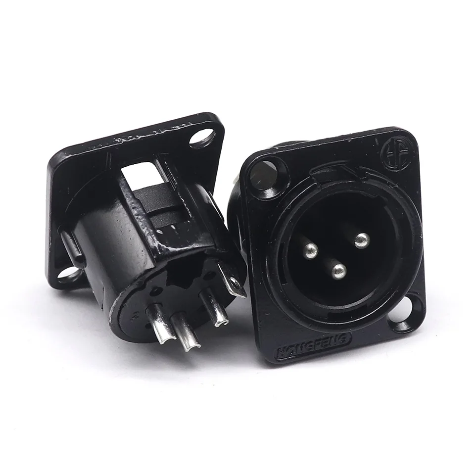 HF XLR 3pin Male Female Panel Audio Microphone Jack Plug Connector Black silver YS145BG YS146BG Copper Contact XLR Metal Socket