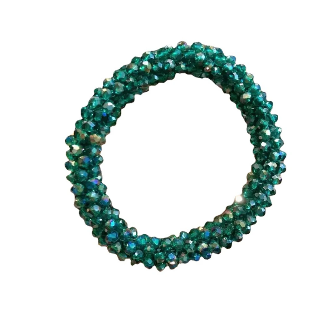 New Glitter Crystal Beads Hair Rope for Women Ponytail Scrunchies Elastic Hair Bands Beaded Rubber Hairband Hair Accessories