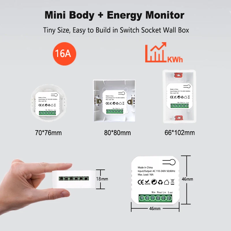 Smart ZigBee Socket Switch Module KWh Meter Energy Monitor Timer 16A Overload Protect Support Google Home Alexa