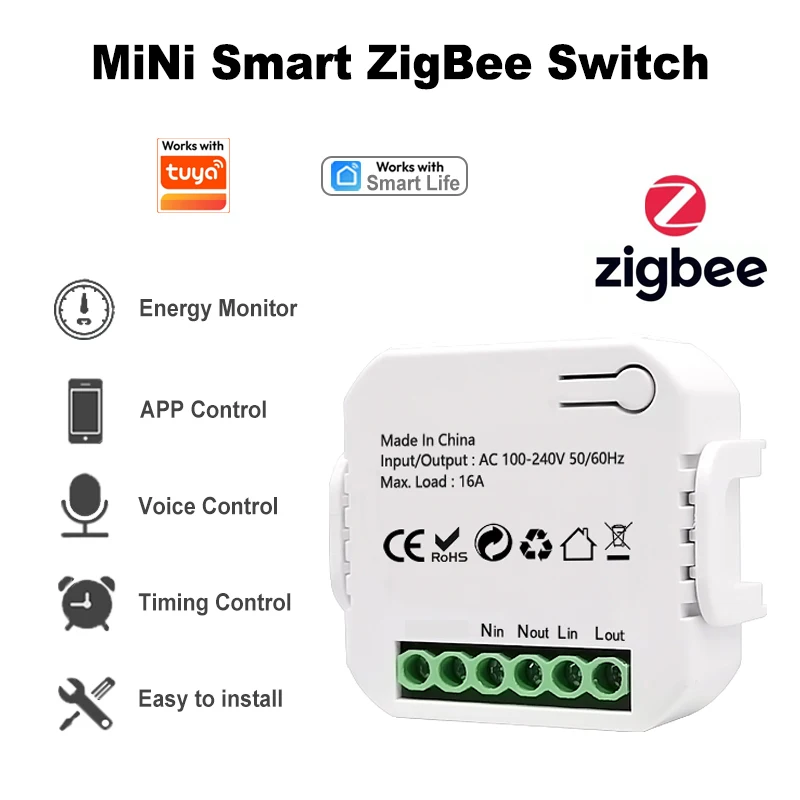 Smart ZigBee Socket Switch Module KWh Meter Energy Monitor Timer 16A Overload Protect Support Google Home Alexa