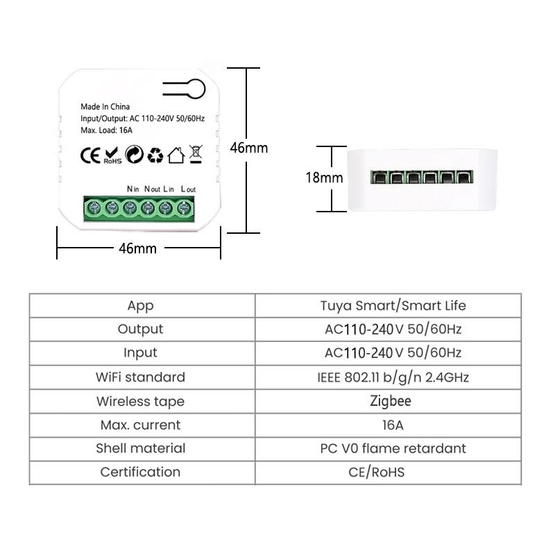 Smart ZigBee Socket Switch Module KWh Meter Energy Monitor Timer 16A Overload Protect Support Google Home Alexa