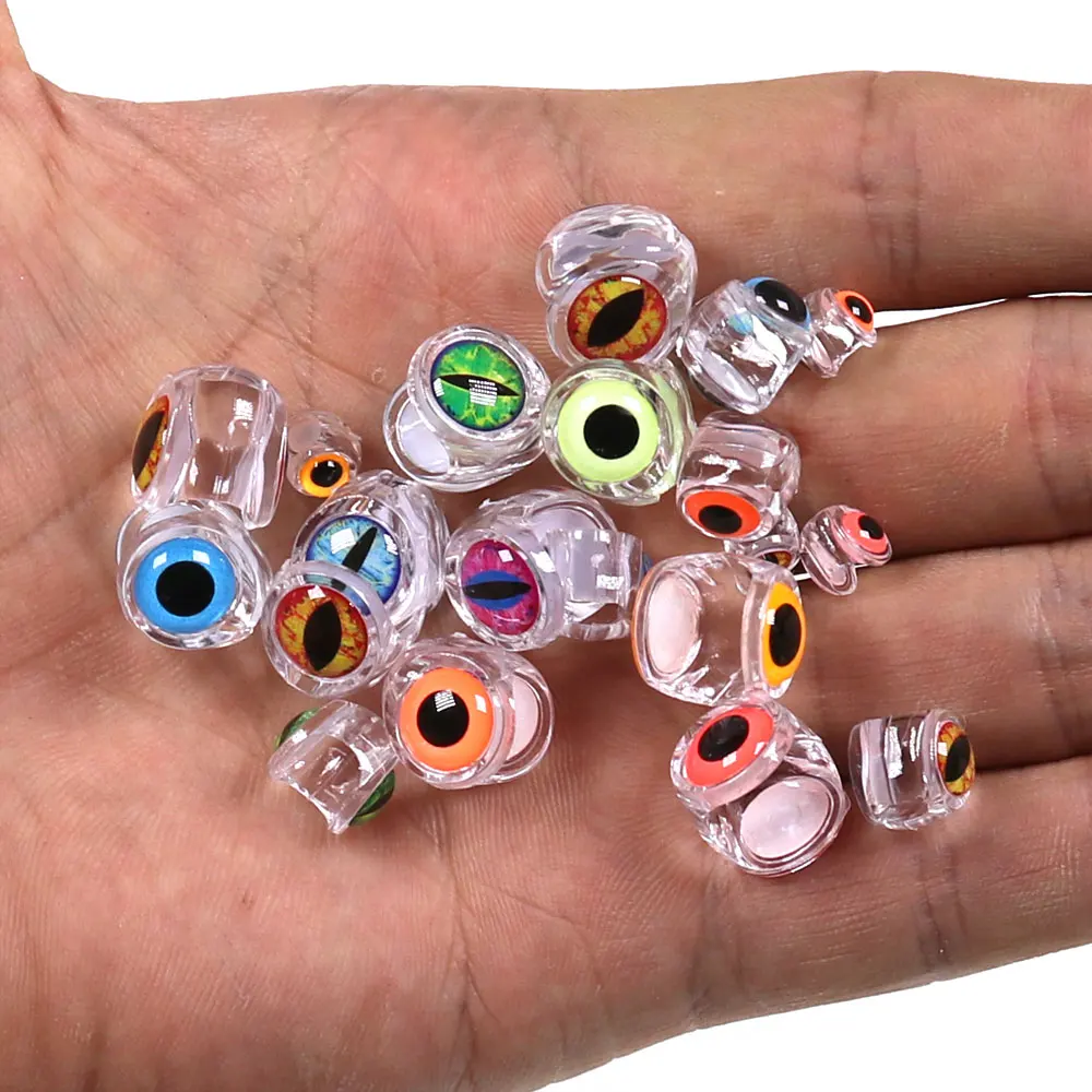 Bimoo 20PCS Clear Fluoro Epoxy Fish Mask Streamer Saltwater Flies Fly Tying Material Included Luminous Holographic 3D Fish Eyes