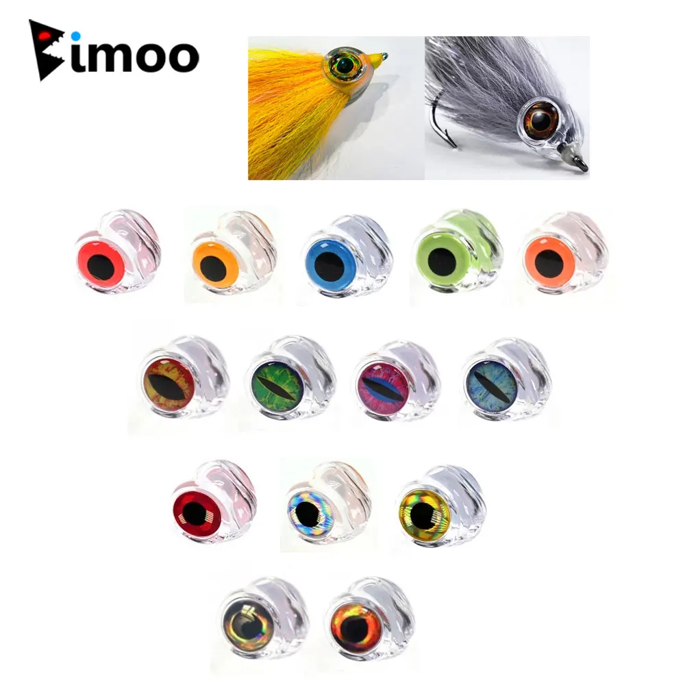 Bimoo 20PCS Clear Fluoro Epoxy Fish Mask Streamer Saltwater Flies Fly Tying Material Included Luminous Holographic 3D Fish Eyes