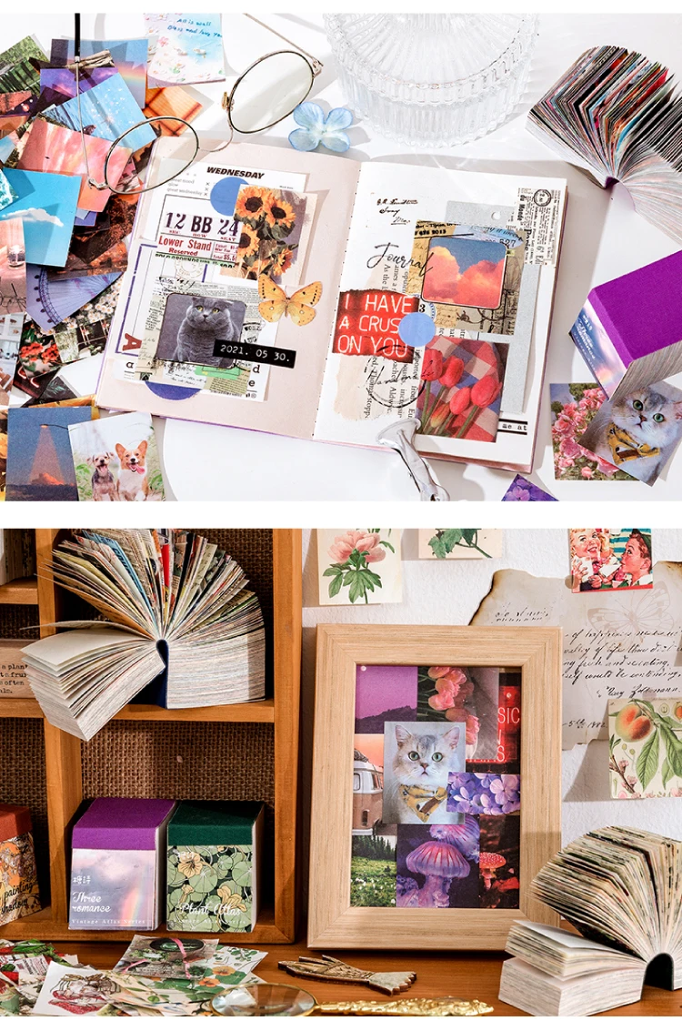 The New 400pcs/pack Lightweight Paper Vintage Craft Paper Mini Book DIY Scrapbooking Art Collage Photo Album Decor Supplies