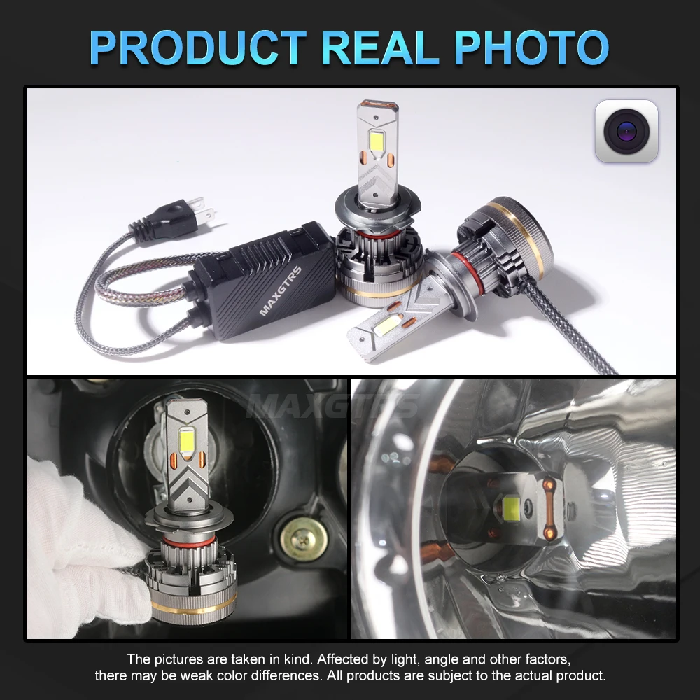 MAXGTRS 2X Turbo LED H4 9003 HB2 H1 H7 H8 H11 9005 9006 LED Beam Headlight Bulbs 200W Canbus Car Front Headlamp 6500K White 12V