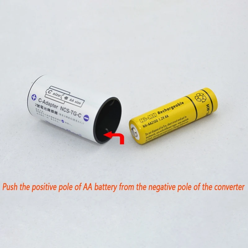 Powerlion C Size Battery Adapters, AA to C Size Battery Spacer Converter Case Use with AA Battery Cells - 4 Pack