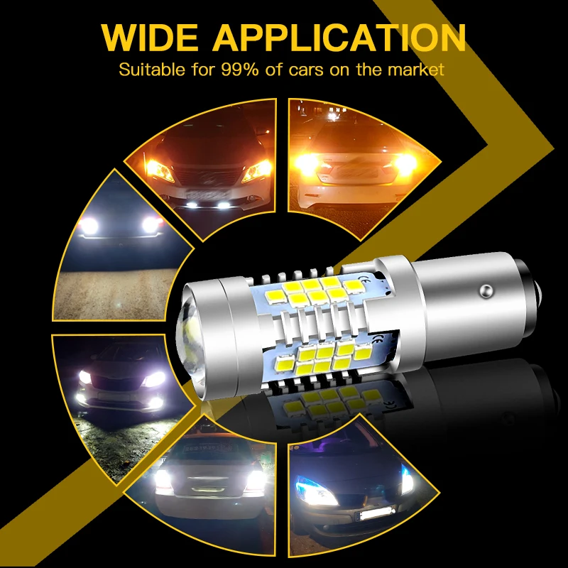 2Pcs 3600LM Canbus P21W 1156 BA15S LED Bulb For Skoda Superb Octavia 2 FL 2010 2011 2012 2013 LED Daytime Running Light DRL Lamp