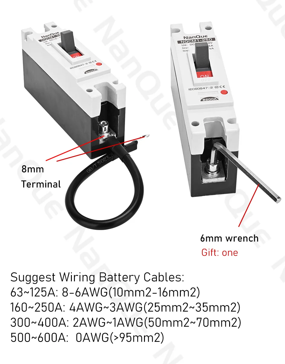 DC12V 24V 48V 60V 110V Circuit Breaker 100A 200A 300A 400A 600A Battery Protector B-type MCCB PV Car Power Short Ciruit Cut Off