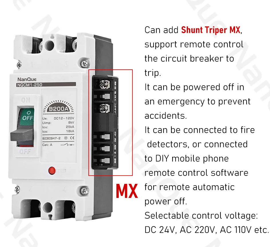 DC12V 24V 48V 60V 110V Circuit Breaker 100A 200A 300A 400A 600A Battery Protector B-type MCCB PV Car Power Short Ciruit Cut Off
