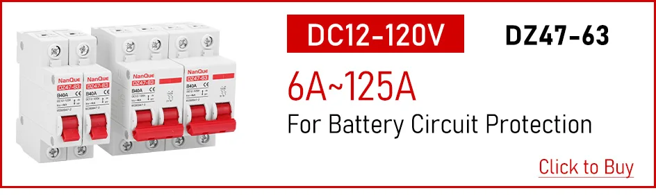 DC12V 24V 48V 60V 110V Circuit Breaker 100A 200A 300A 400A 600A Battery Protector B-type MCCB PV Car Power Short Ciruit Cut Off