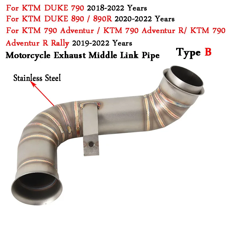 Slip On Motorcycle Exhaust Middle Link Pipe Escape Moto Muffler For KTM DUKE 790 890 Adventure R Rally KTM790 KTM890 2018-2022