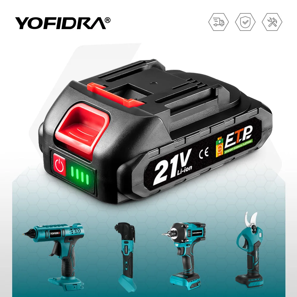 Yofidra 18-20V Rechargeable Lithium-Ion Battery For Cordless Drill/Saw/Screwdriver/Wrench/Angle Grinder Brushless Power Tools