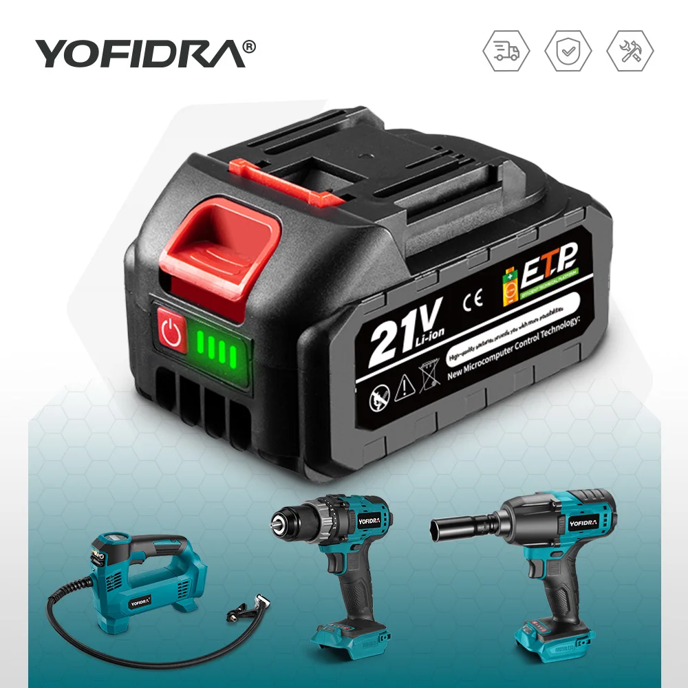 Yofidra 18-20V Rechargeable Lithium-Ion Battery For Cordless Drill/Saw/Screwdriver/Wrench/Angle Grinder Brushless Power Tools