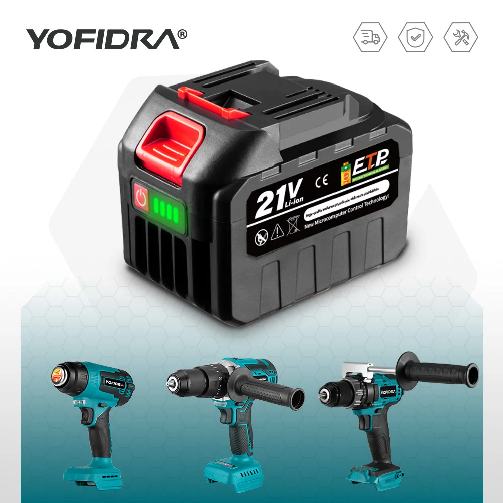 Yofidra 18-20V Rechargeable Lithium-Ion Battery For Cordless Drill/Saw/Screwdriver/Wrench/Angle Grinder Brushless Power Tools