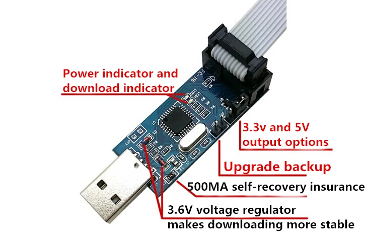 USBASP USBISP AVR Programmer USB ISP USB ASP ATMEGA8 ATMEGA128 Support Win7 Win8 Win8.1 32K/64K 10Pin To 6 Pin Adapter Board