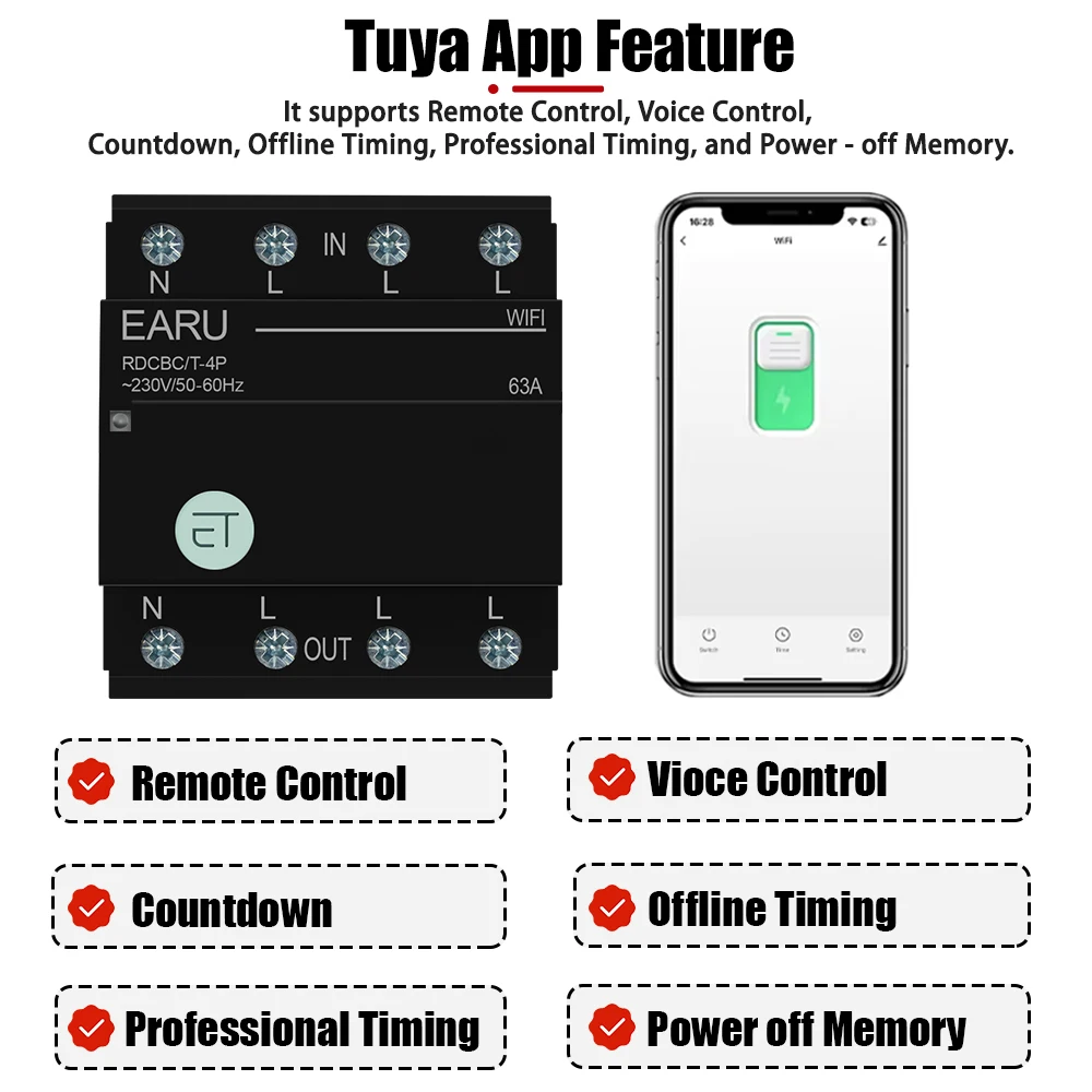 Tuya WiFi ZigBee Smart Circuit Breaker MCB 3P+N Timer Relay Switch Voice Remote Control for Alexa Google Home Assistant