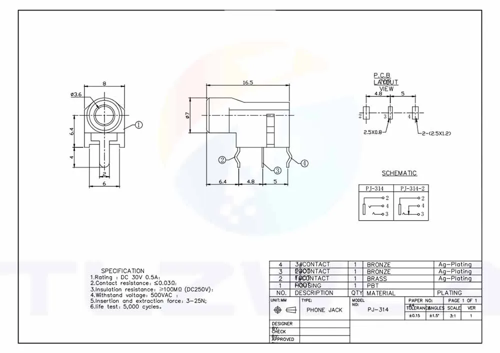 10PCS PJ-314A 3.5Mm Dual Channel, Stereo Audio Headphone Socket PJ-314 Mono Channel 3Pin Audio Connector