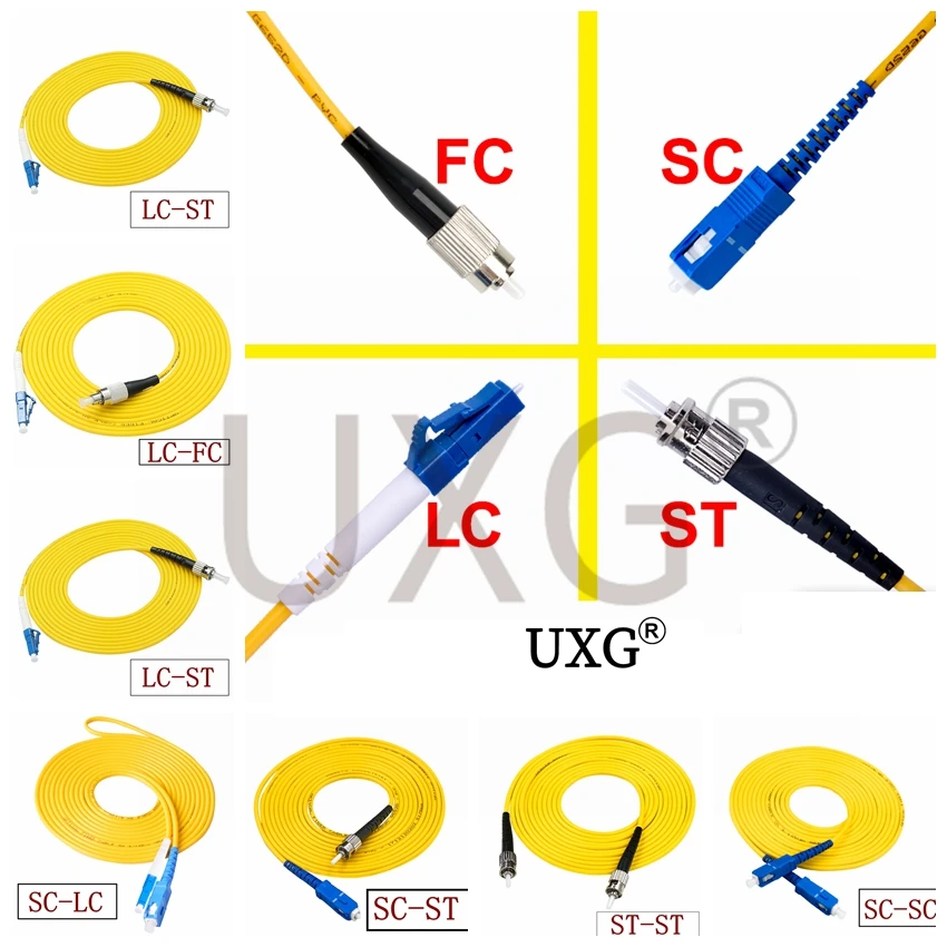 Double SC LC ST FC UPC To LC UPC Simplex 3.0mm PVC Single Mode Fiber Patch Cable Fiber Optic Patch Cord Cable 1m 2m 3m 5m10m 50m