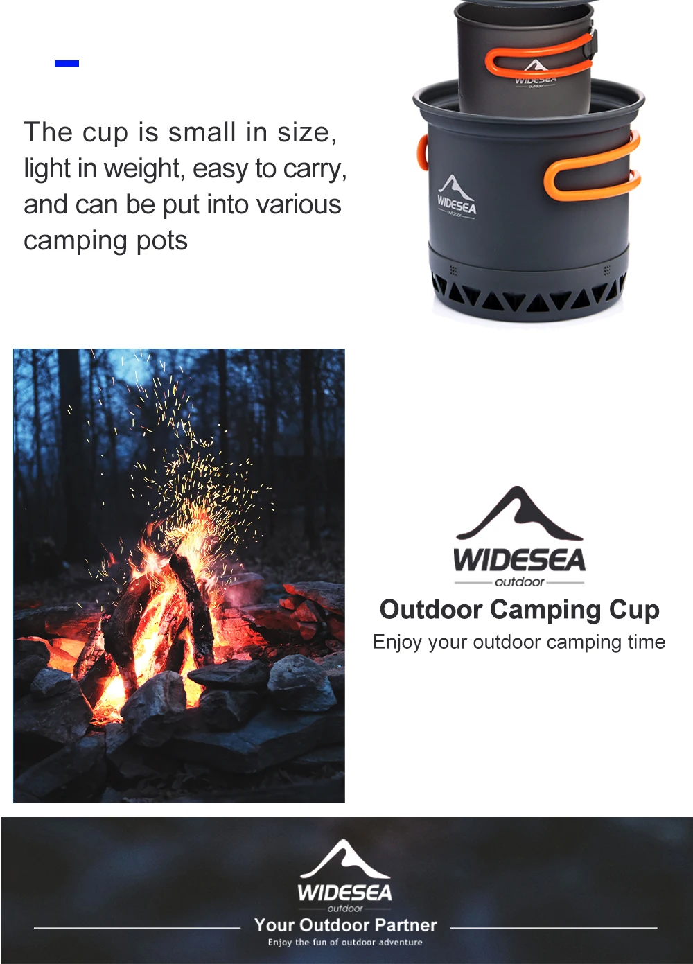 Widesea Camping Aluminum Mug Outdoor Coffee Cup Tourism Tableware Picnic Cooking Equipment Supplies Tourist Trekking Hiking