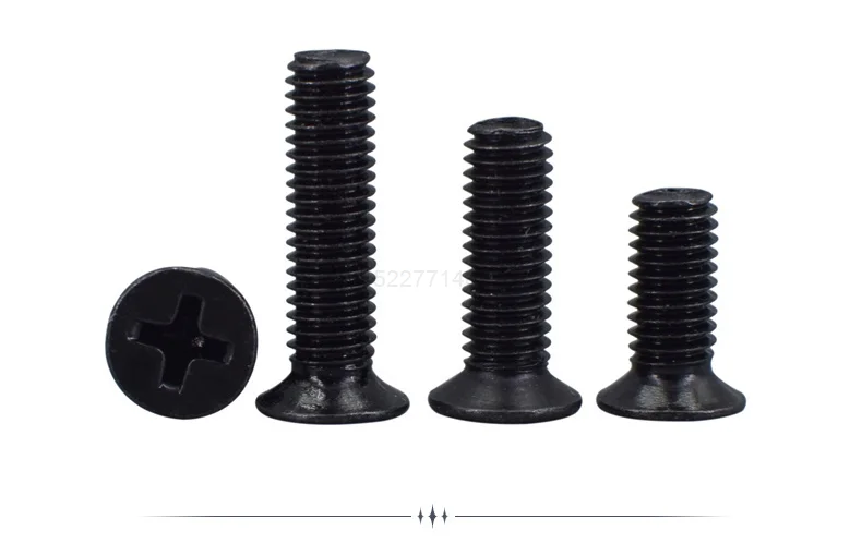 50pcs M1 M1.2 M1.4 M1.6 M2 M2.5 M3 M4 Mini Micro Small Black 304 Stainless Steel Cross Phillips Flat Countersunk Head Screw Bolt