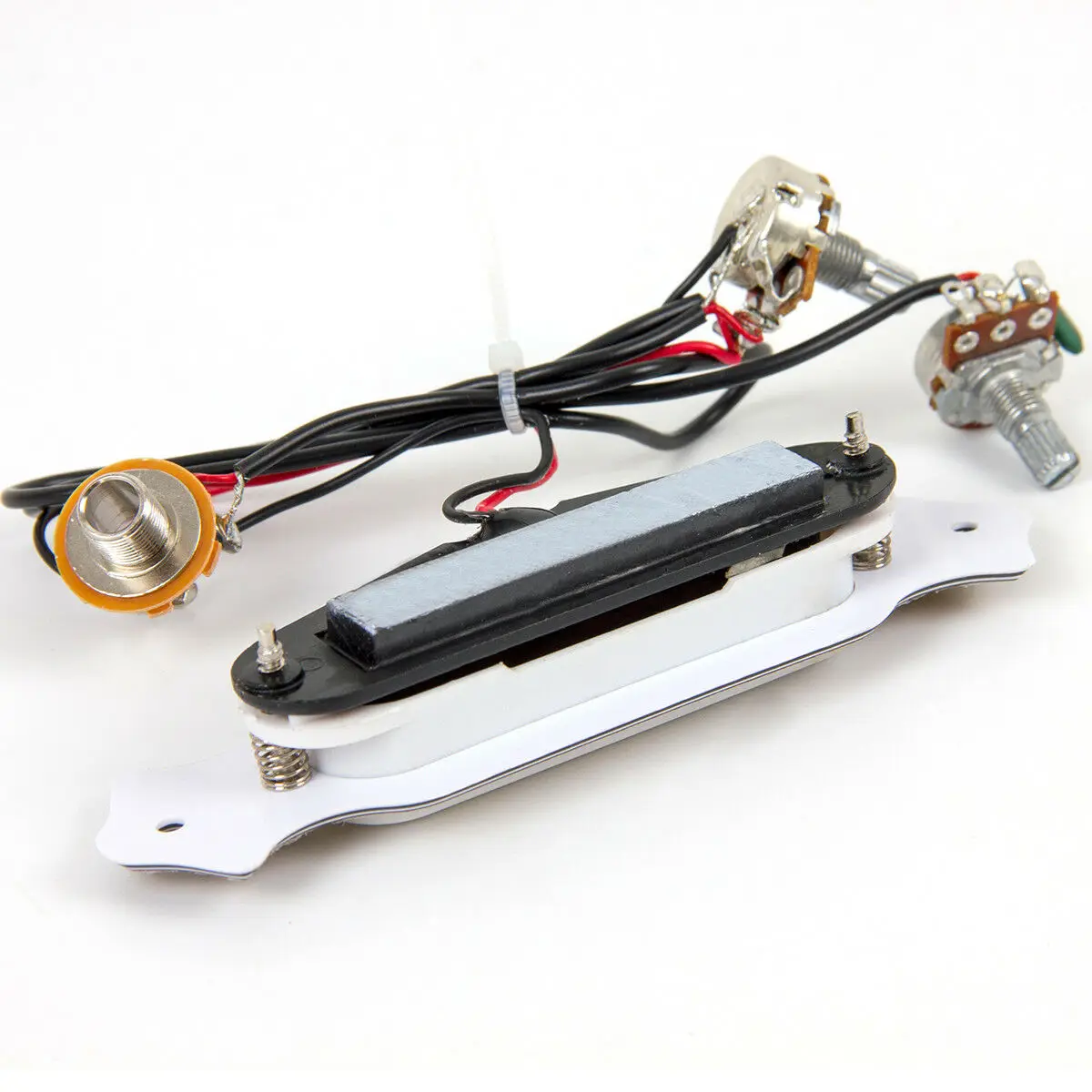 Pre-wired 4 String Single Coil Soundhole Pickup Harness with Volume & Tone Pots for Electric Guitar