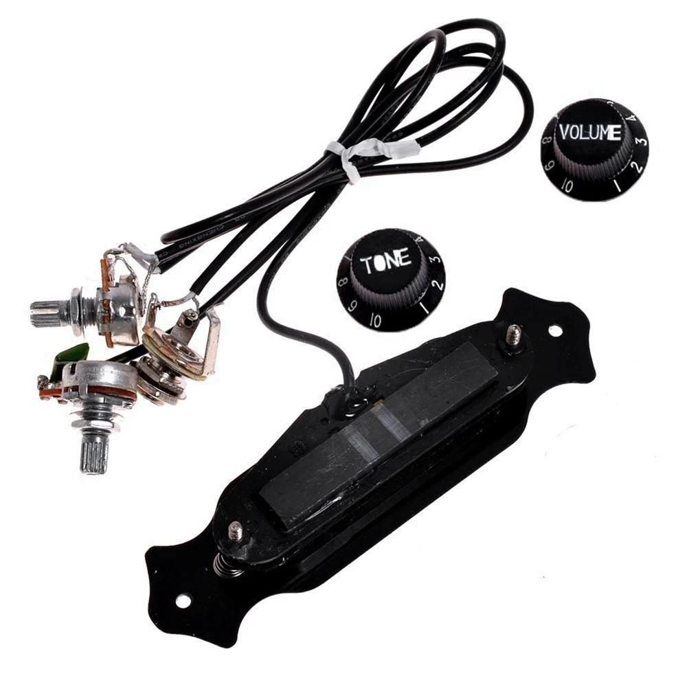 Pre-wired 4 String Single Coil Soundhole Pickup Harness with Volume & Tone Pots for Electric Guitar