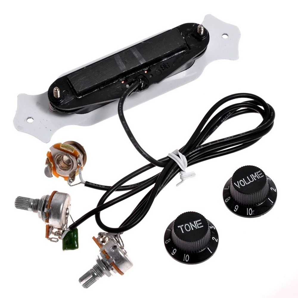 Pre-wired 4 String Single Coil Soundhole Pickup Harness with Volume & Tone Pots for Electric Guitar