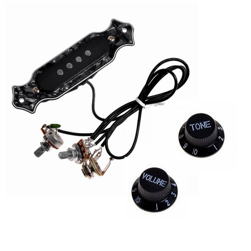 Pre-wired 4 String Single Coil Soundhole Pickup Harness with Volume & Tone Pots for Electric Guitar