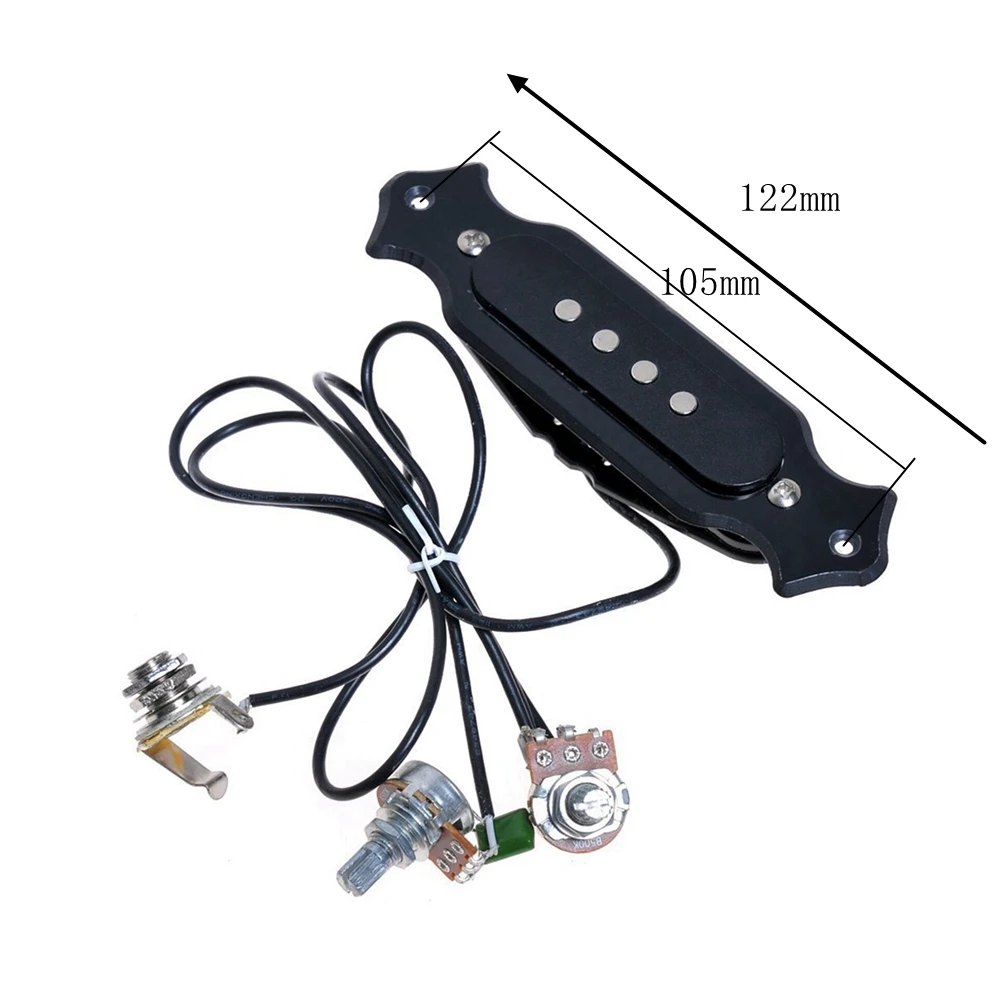 Pre-wired 4 String Single Coil Soundhole Pickup Harness with Volume & Tone Pots for Electric Guitar