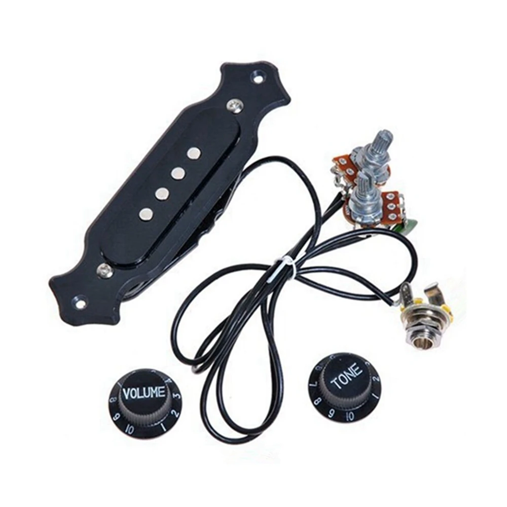 Pre-wired 4 String Single Coil Soundhole Pickup Harness with Volume & Tone Pots for Electric Guitar