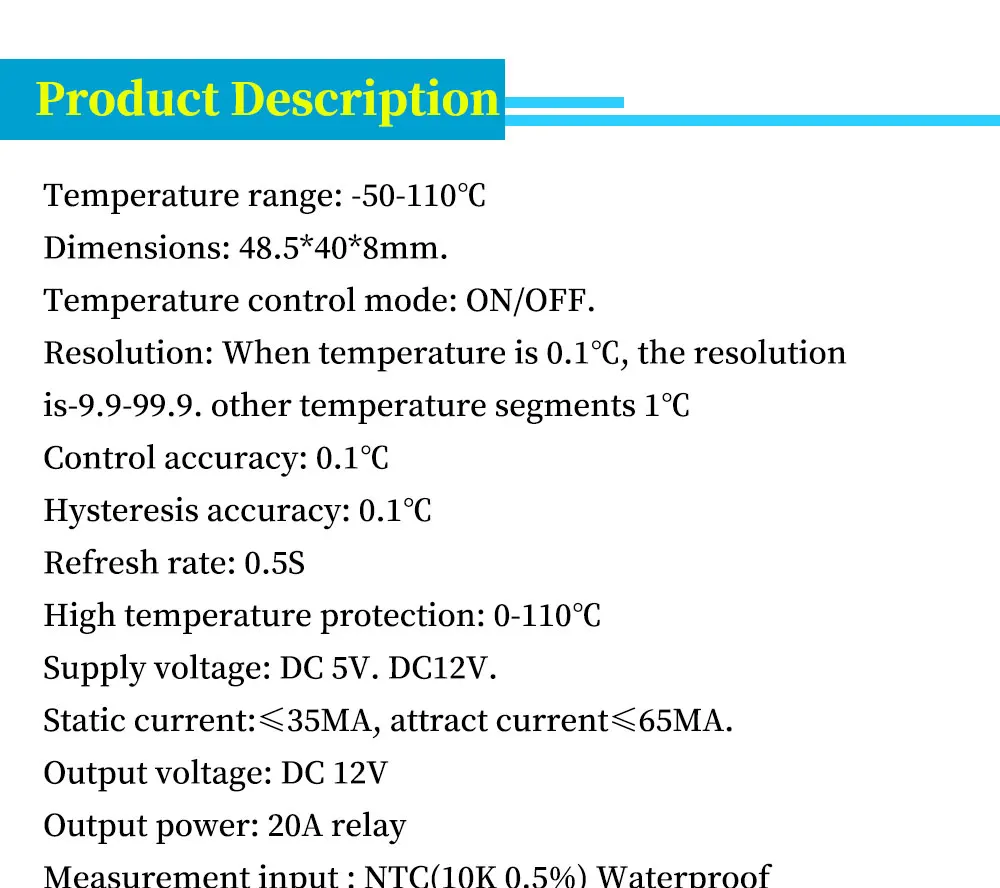 Javino W1209 DC 5V 12V heat cool temp thermostat temperature control switch temperature controller thermometer thermo controller