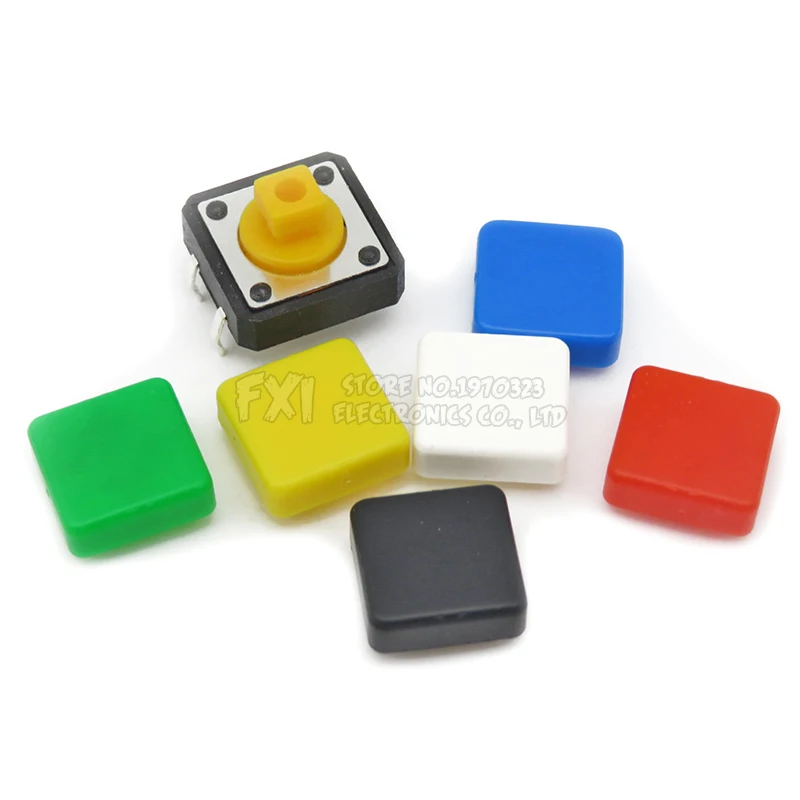 20Set 12x12x7.3mm PCB Momentary Tactile Tact Mini Push Button Switch Module DIP 4PIN With Square Cap High quality 12*12*7.3mm
