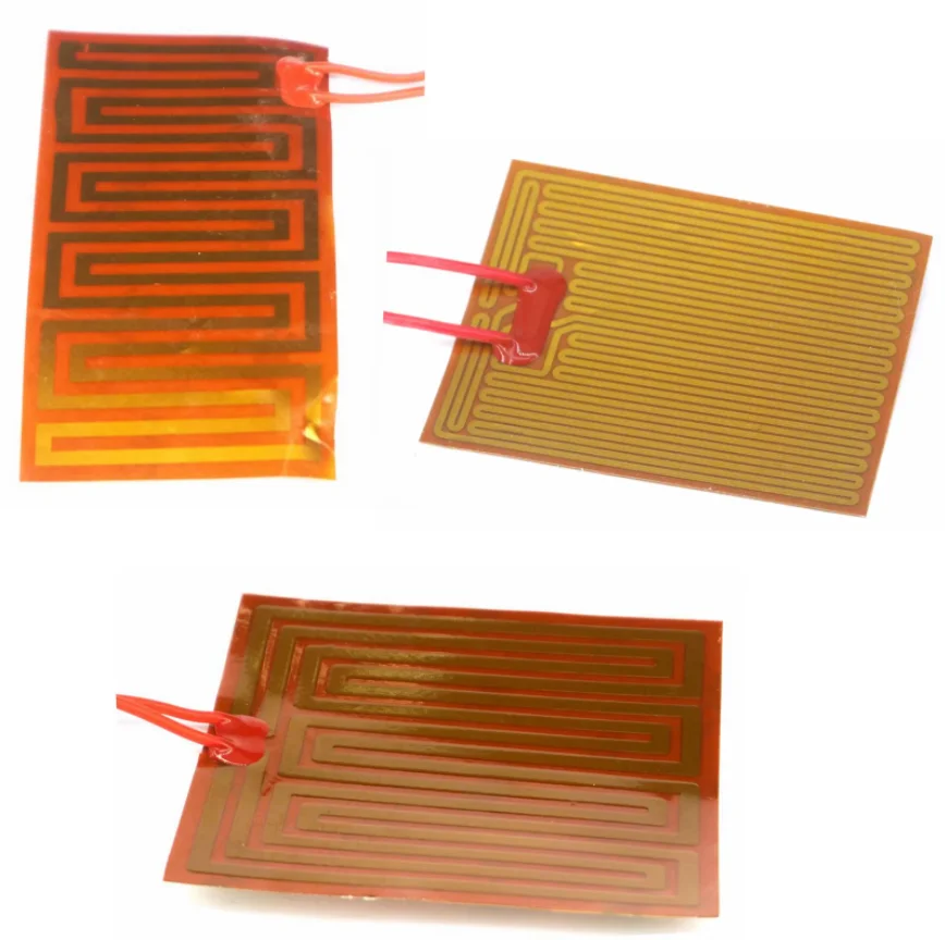 Any Sizes Custom 12V/24V DC Flexiable Eeletric Polyimide Film Heater Heating Element for Electrical Wires Oil Tank 3D Print