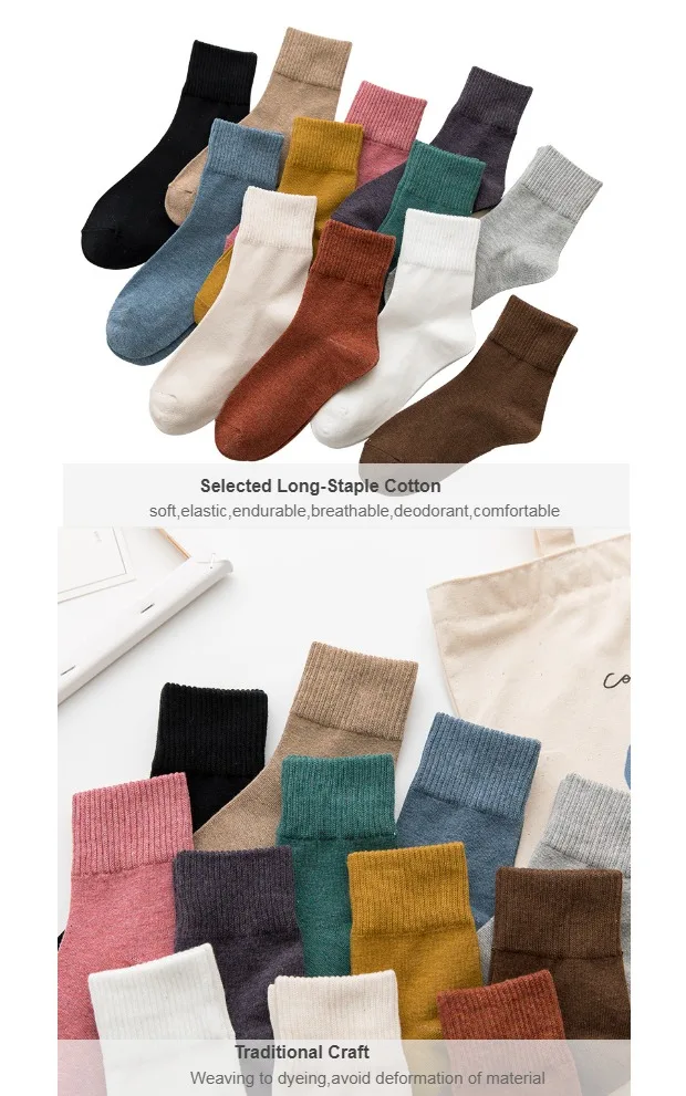 Cotton Women Short Socks Solid Young Casual Fashion Soft Elastic Endurable Breathable Crew Harajuku Socks Girl 4 Seasons