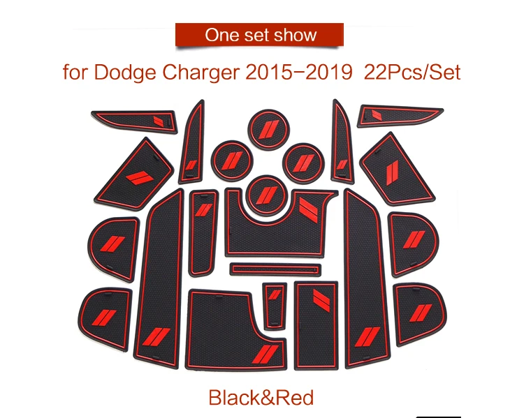 ZUNDUO for Dodge Charger 2015 2016 2017 2018 2019 Anti-Slip Gate Slot Cup Mat Non-slip Door Groove Pad Internal Accessories