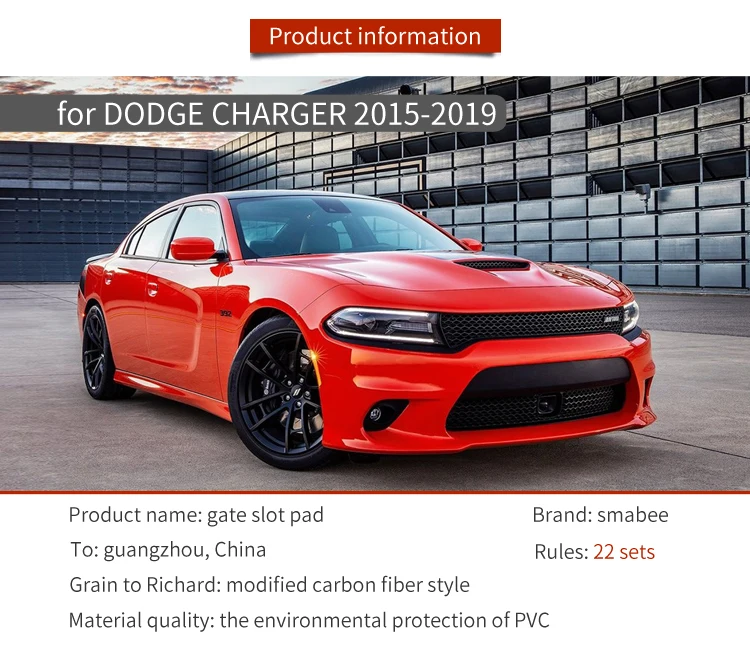 ZUNDUO for Dodge Charger 2015 2016 2017 2018 2019 Anti-Slip Gate Slot Cup Mat Non-slip Door Groove Pad Internal Accessories