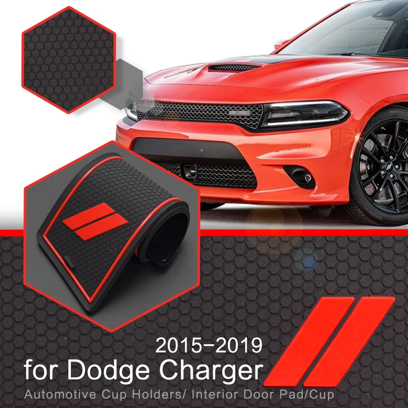 ZUNDUO for Dodge Charger 2015 2016 2017 2018 2019 Anti-Slip Gate Slot Cup Mat Non-slip Door Groove Pad Internal Accessories